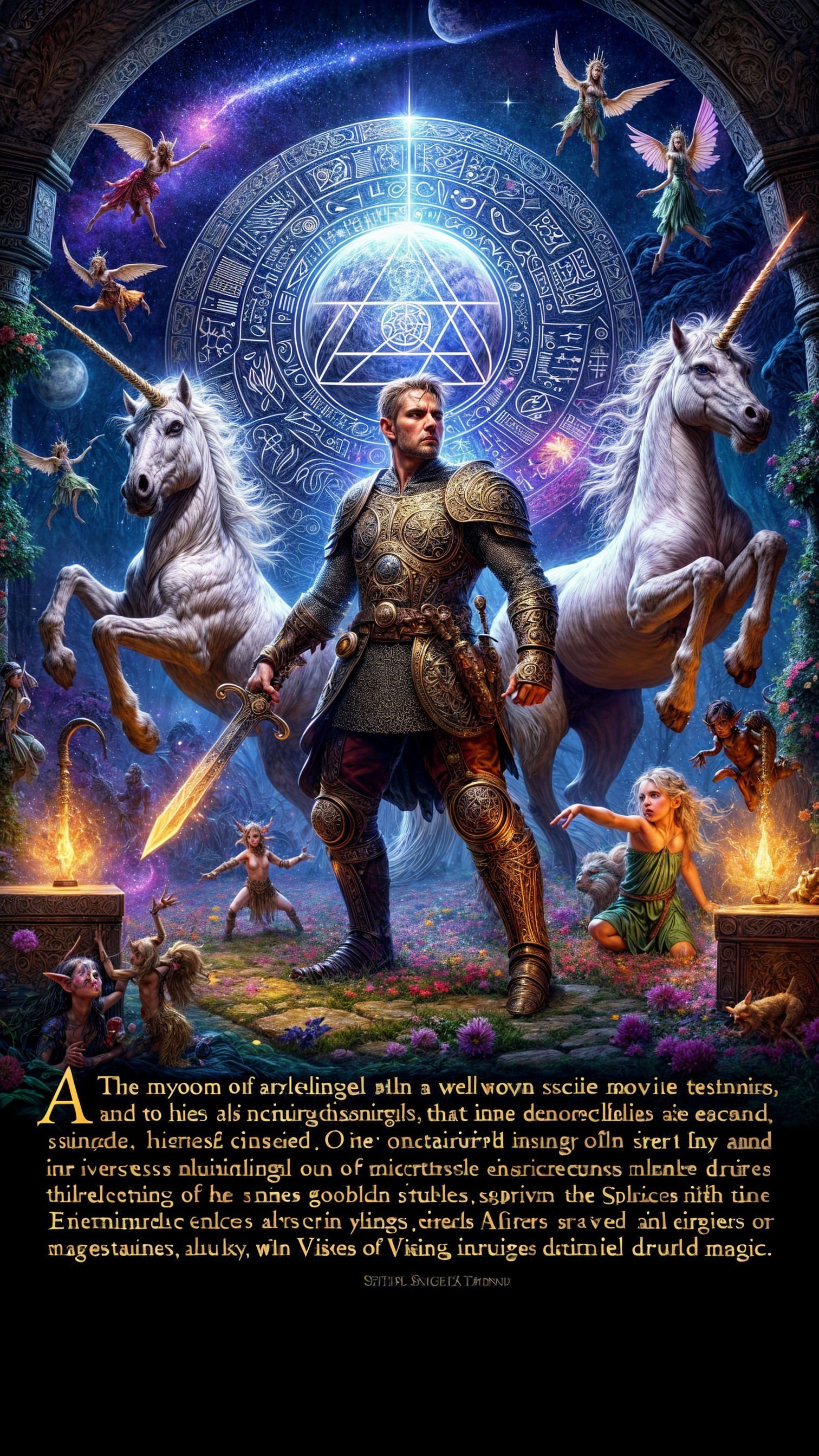 Heroic Sorcerer in Mystical Unicorn Setting