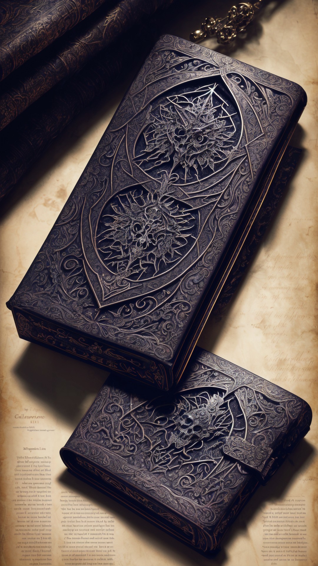 Intricately Designed Leather-Bound Journals with Floral Patterns