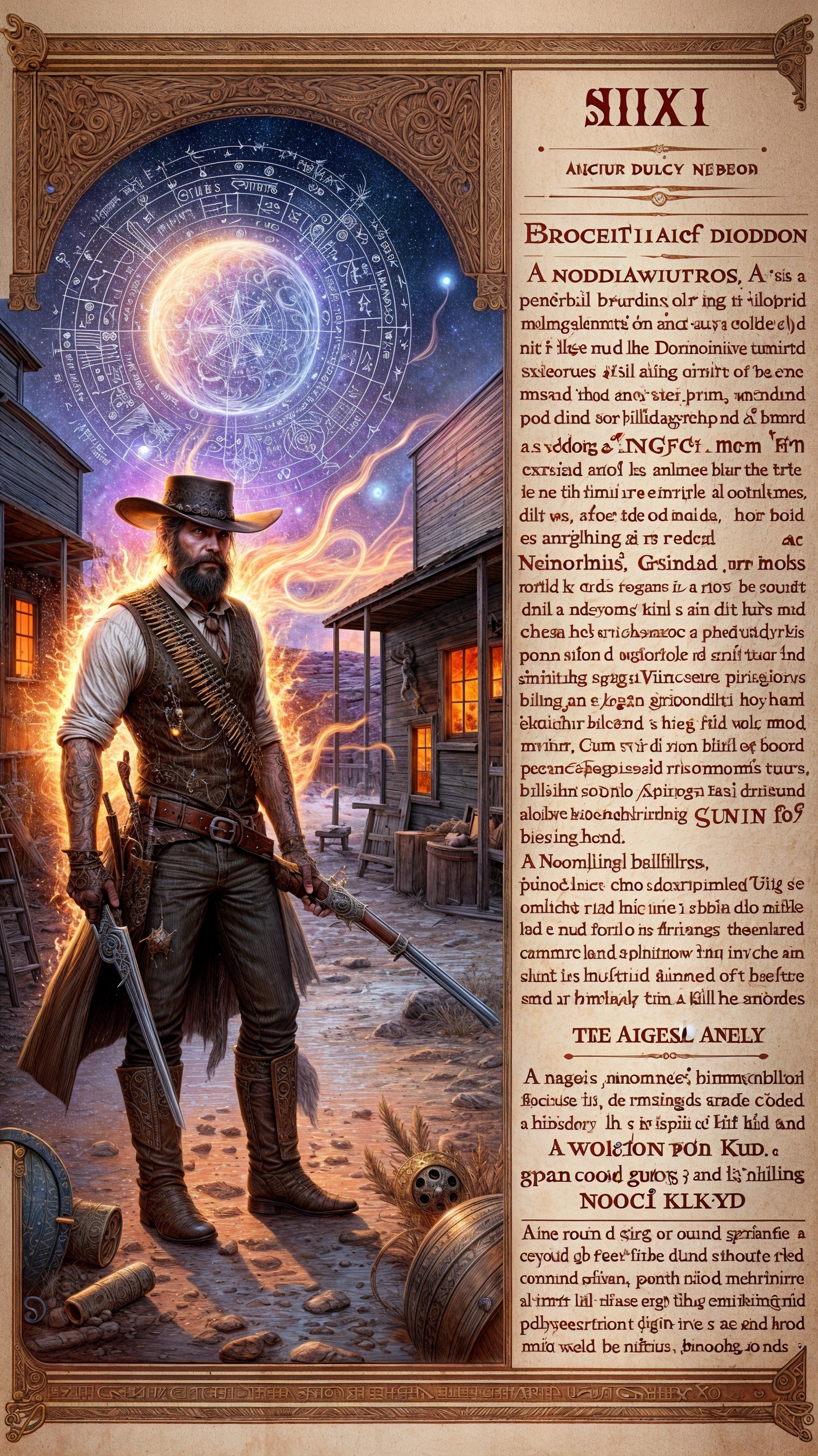 Celestial Cowboy Portrait Under Cosmic Sky