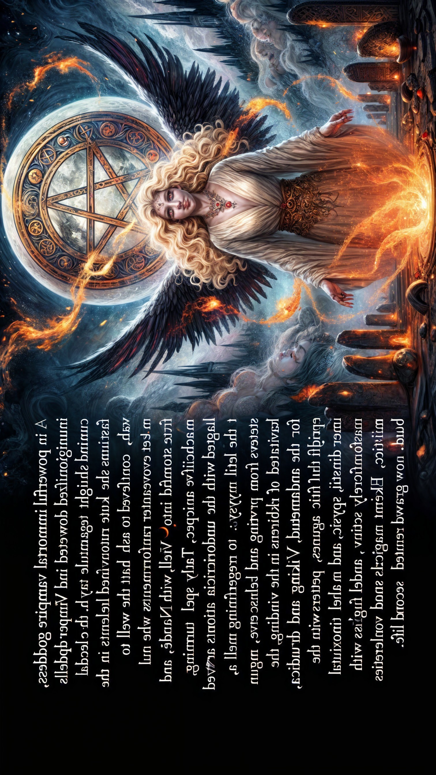 Celestial Figure with Golden Hair and Ethereal Wings