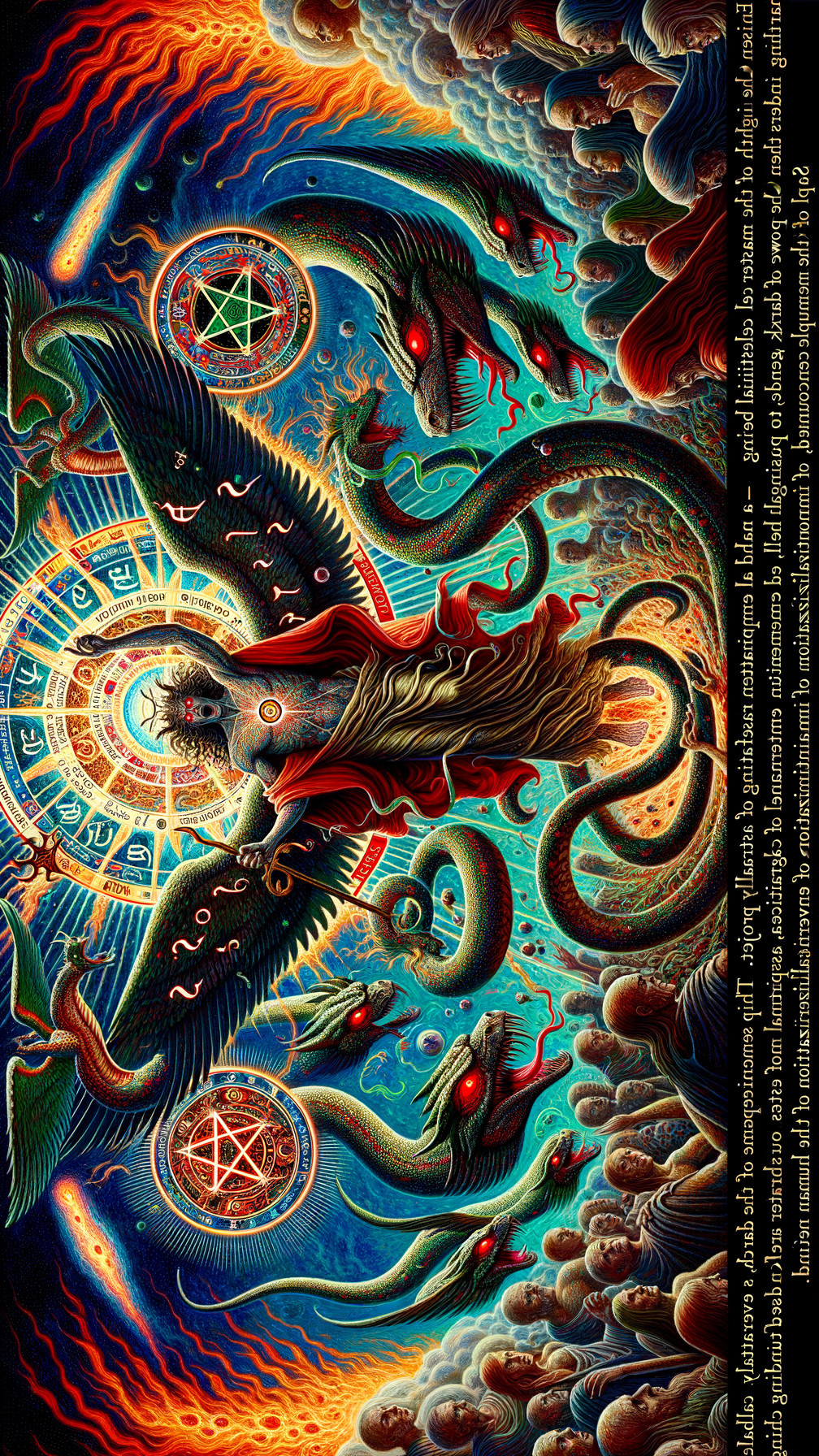 Dramatic depiction of a powerful figure with wings