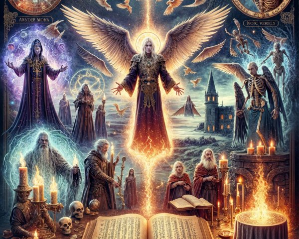 Angelic Figure in Ethereal Light Above Ancient Book