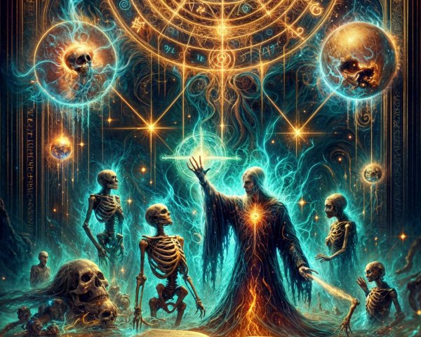 Mystical Scene with Dark Magic and Ethereal Elements