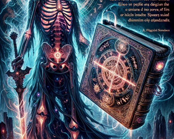 Glowing Skeleton Surrounded by Ancient Symbols and Energy