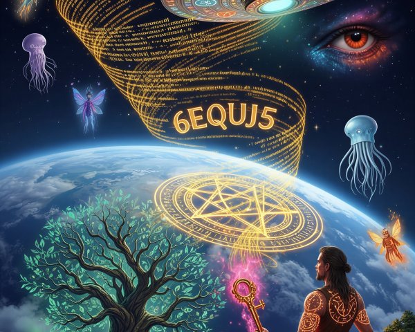 Shaman Figure on Fiery Cliff Overlooking Earth Scene