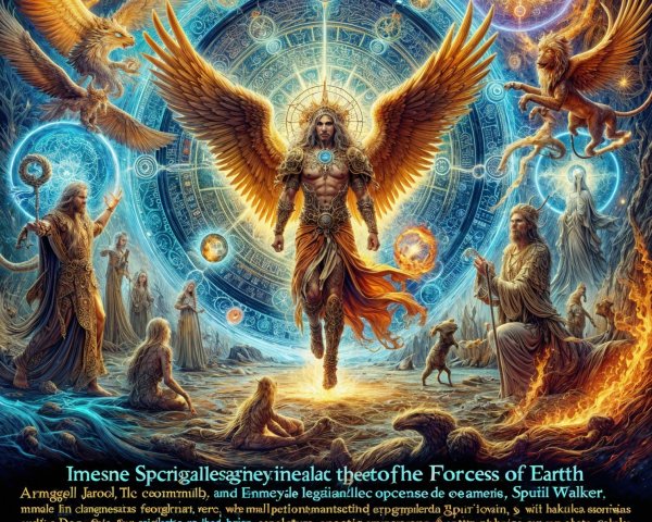 Celestial Scene Featuring Majestic Earth Figure
