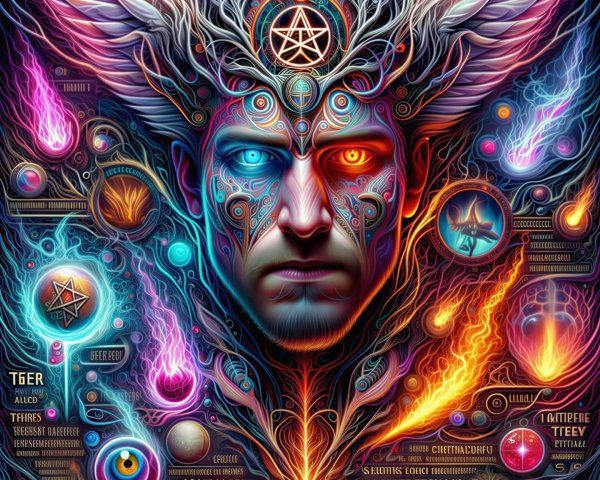 Cosmic Digital Art of a Man's Head with Energy Patterns