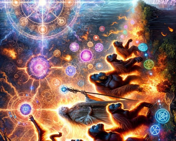 Mystical Animals in a Vibrant Magical Landscape