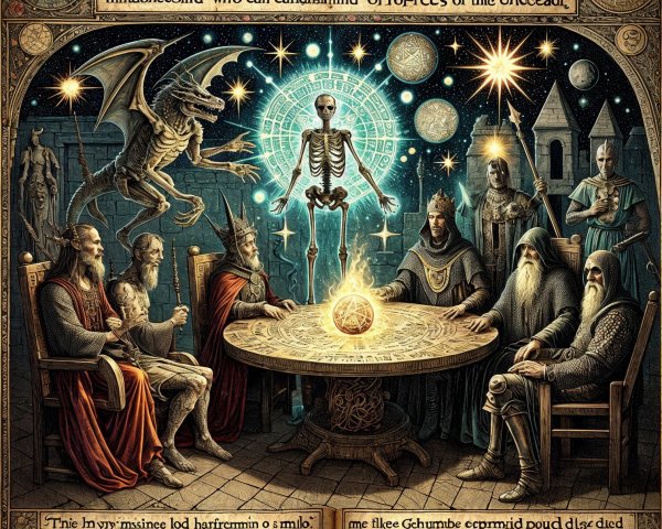 Ancient Book with Mystical Illustrations and Ritual Scene