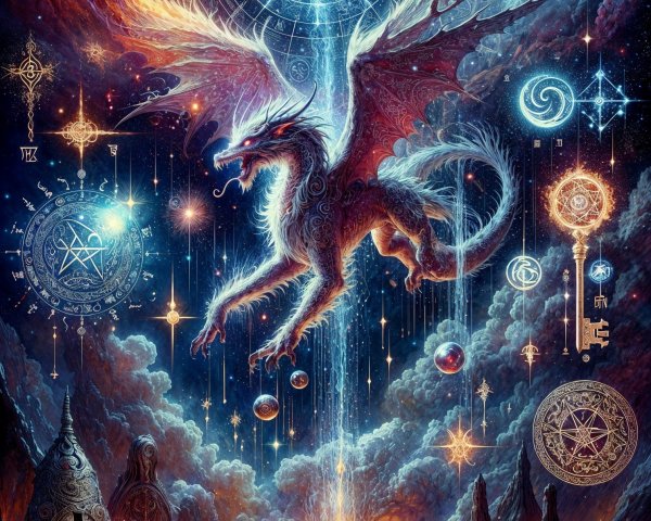 Majestic dragon in a vibrant cosmic night sky