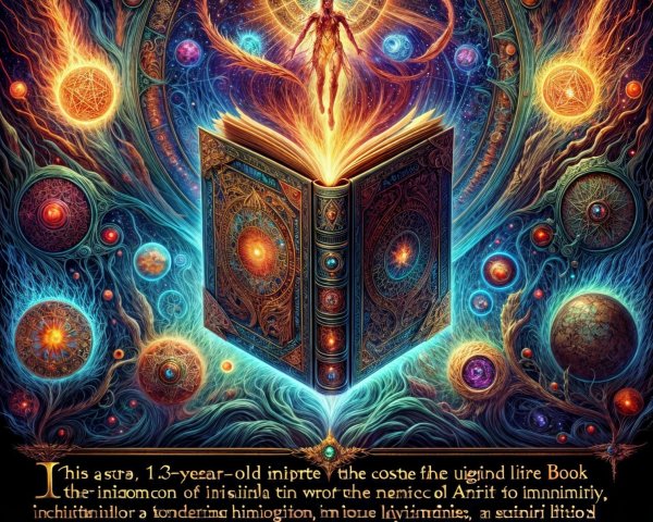 Cosmic Scene with Galaxies and Mystical Book