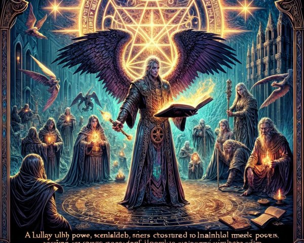 Mystical Ritual with Powerful Figure and Hooded Figures
