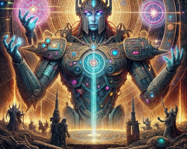 Grand Otherworldly Figure in Intricate Armor