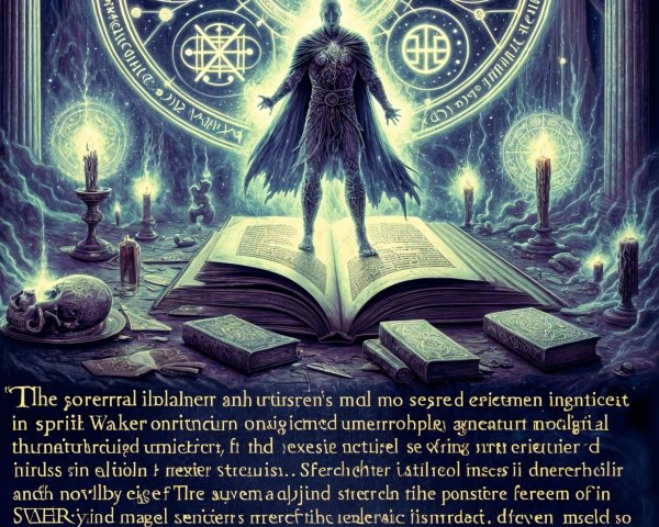 Mystical Scene with Ethereal Figure and Magical Symbols