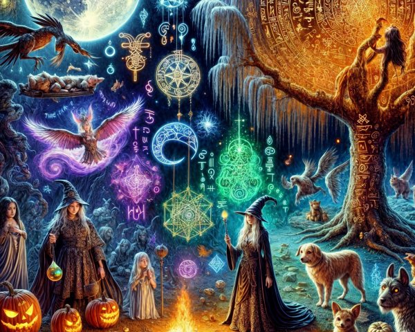 Moonlit Forest Gathering with Enchanted Figures
