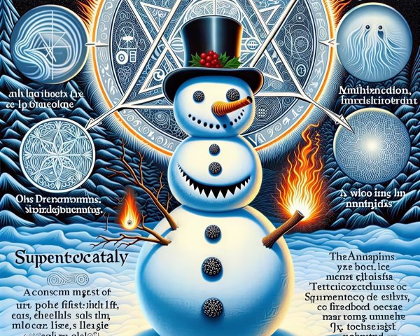Whimsical Winter Wonderland with Snowman and Symbols