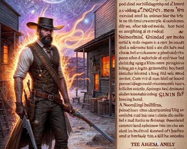 Celestial Cowboy Portrait Under Cosmic Sky