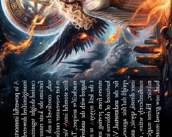 Celestial Figure with Golden Hair and Ethereal Wings