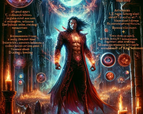 Vampire in a Dark Cathedral with Celestial Patterns