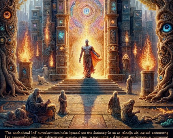 Mystical Portal Surrounded by Awe-Inspiring Figures