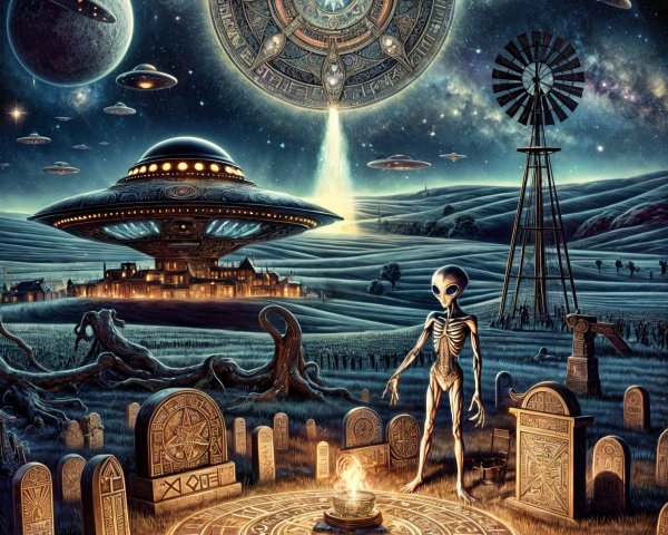 Extraterrestrial Figure in Mystical Alien Landscape