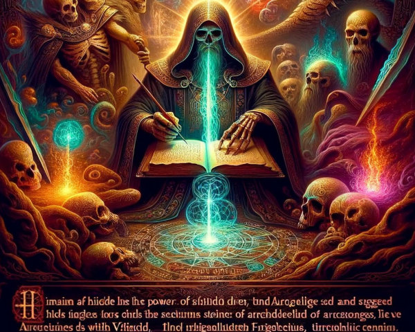 Kneeling Figure Before Radiant Portal in Fantasy Scene