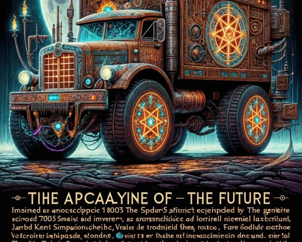 Steampunk Truck with Gears and Vibrant Accents