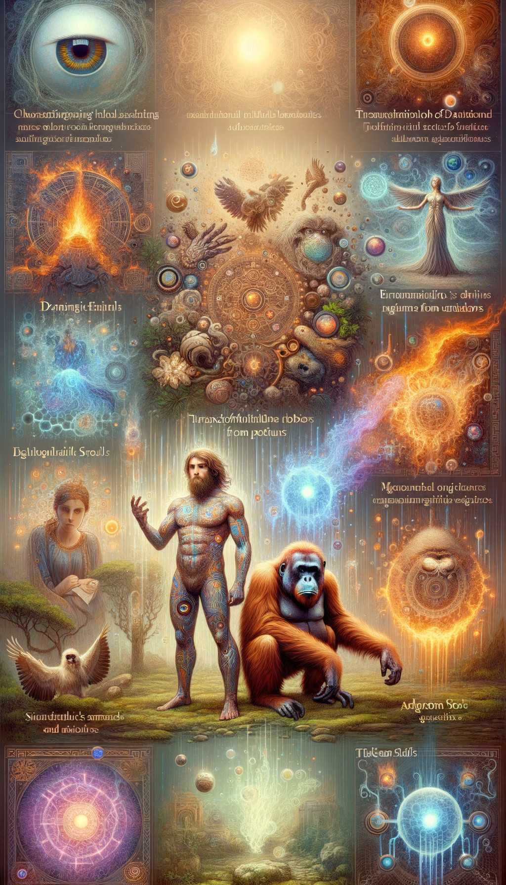 Cosmic Collage of Nature and Spirituality Illustrations