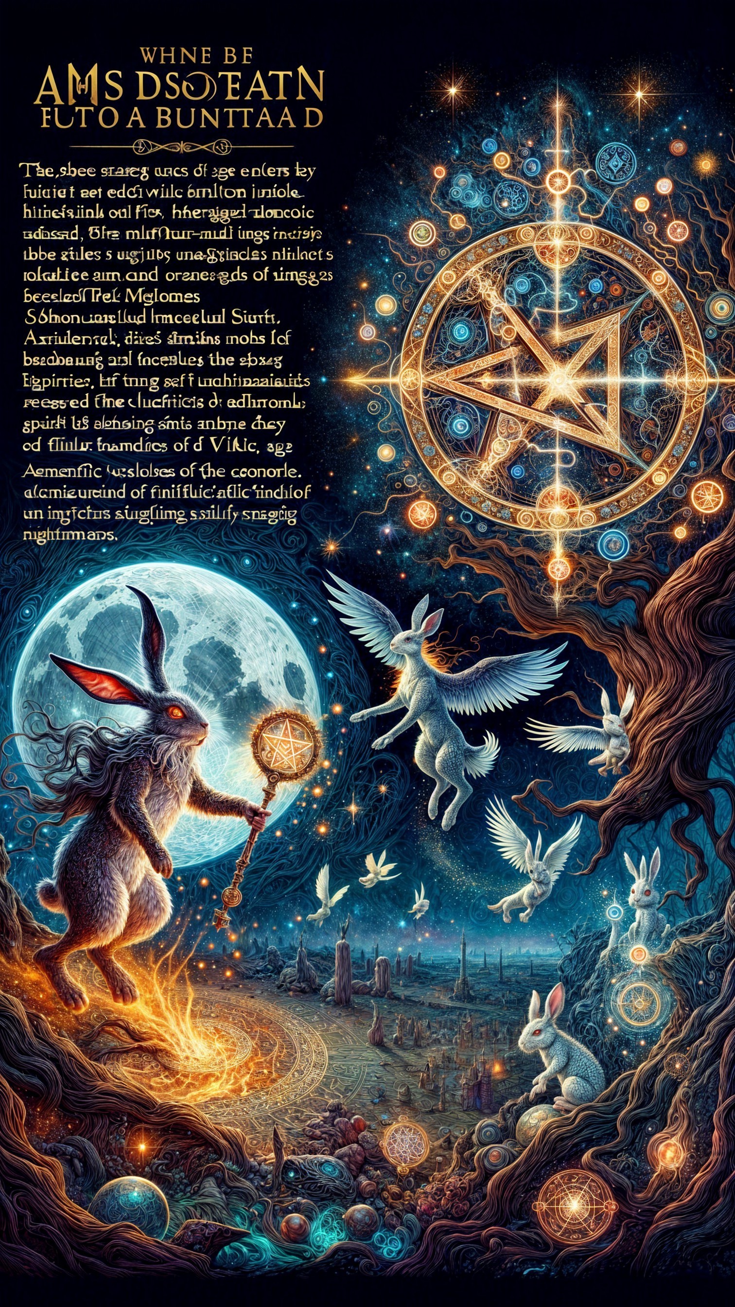 Celestial Night Sky with Stars and Ethereal Creatures