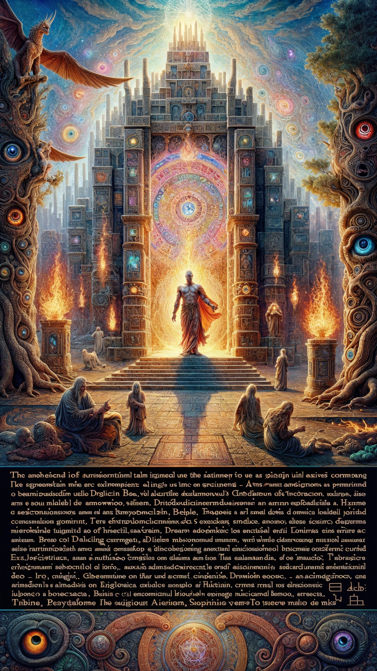 Mystical Portal Surrounded by Awe-Inspiring Figures