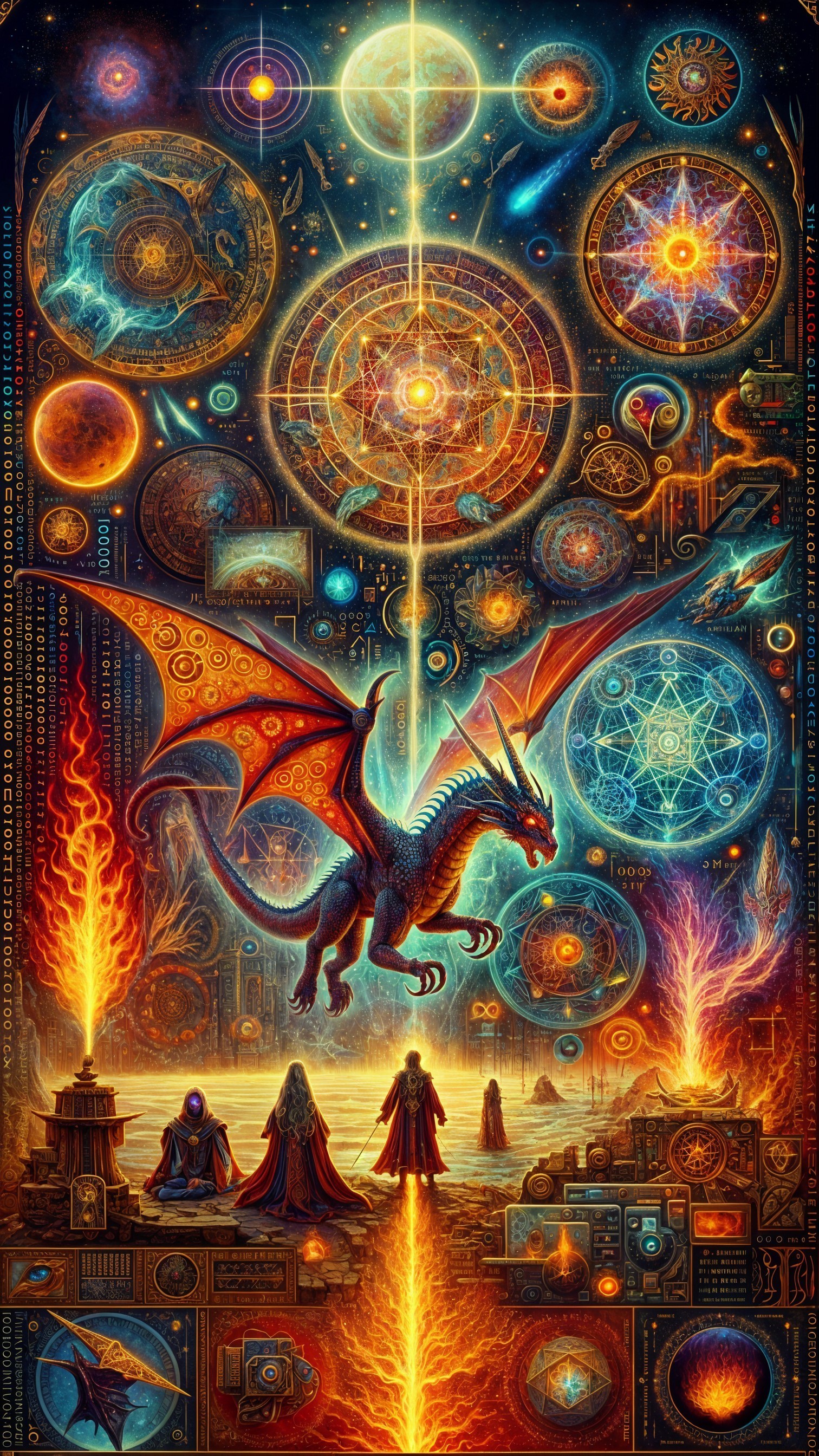 Majestic Dragon in Cosmic Fantasy Landscape