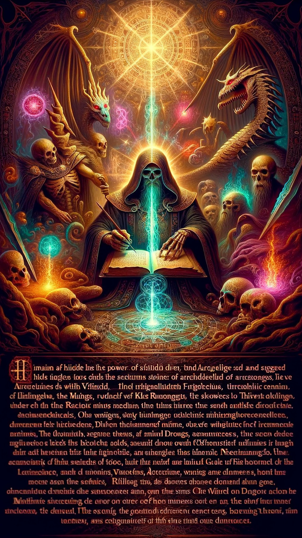 Kneeling Figure Before Radiant Portal in Fantasy Scene