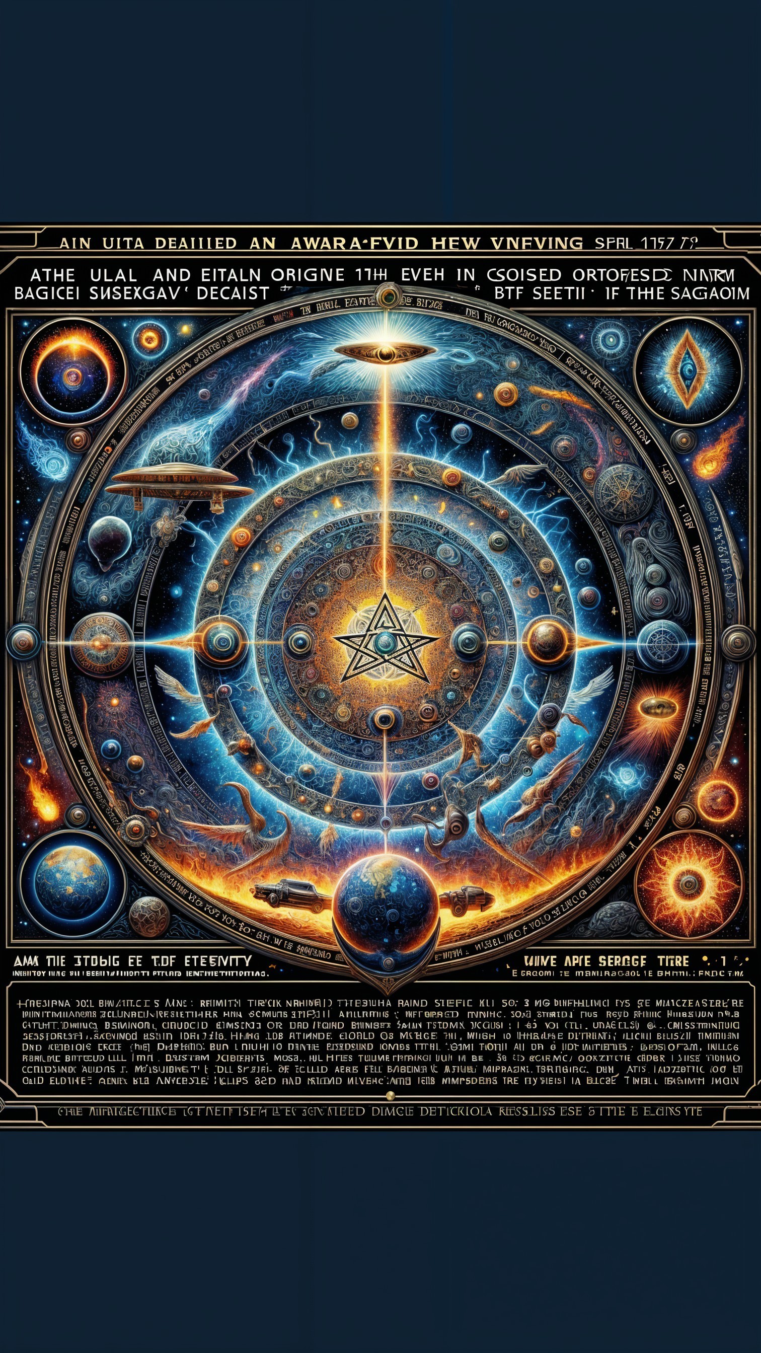 Cosmic Design with Geometric Symbol and Planets