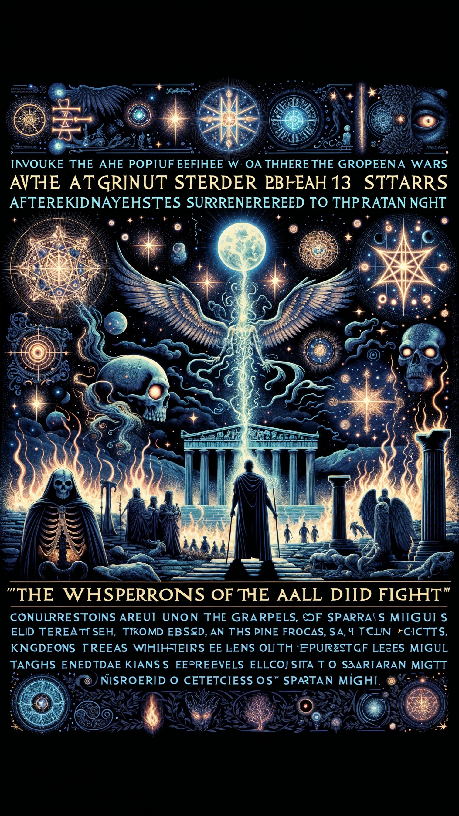 Cosmic Scene with Mysterious Figure and Ancient Structure