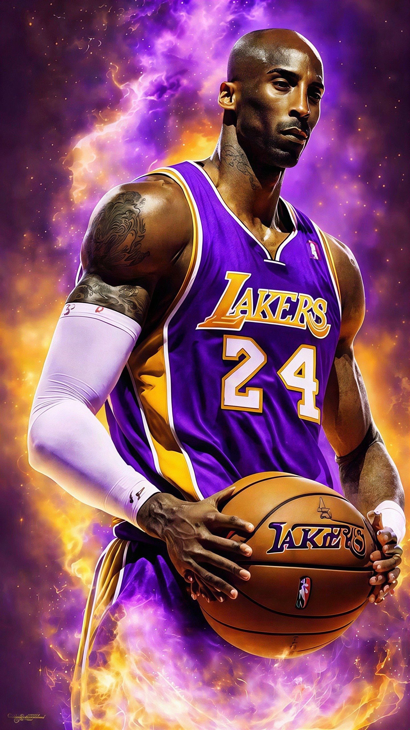 Digital Painting of Basketball Player in Lakers Jersey