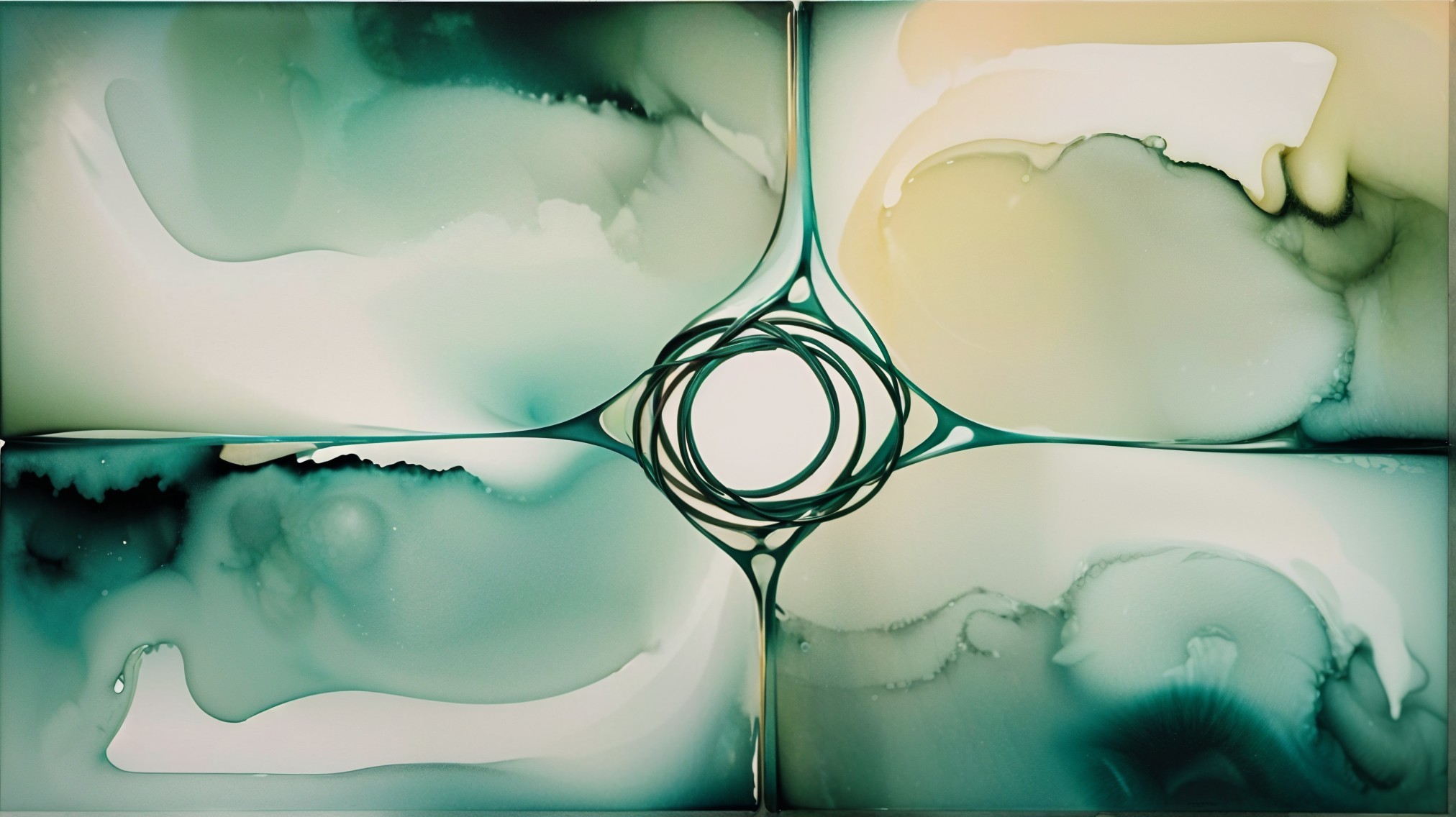 Abstract Design with Soft Shapes in Teal and Green