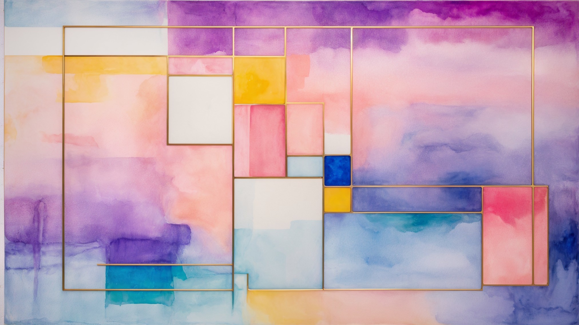 Vibrant Abstract Painting with Geometric Shapes in Pastels