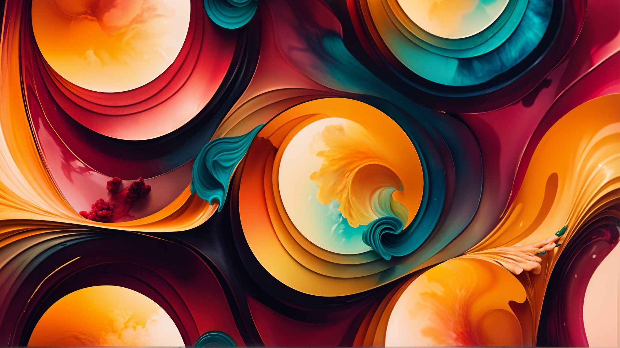 Abstract Composition of Swirling Vibrant Colors
