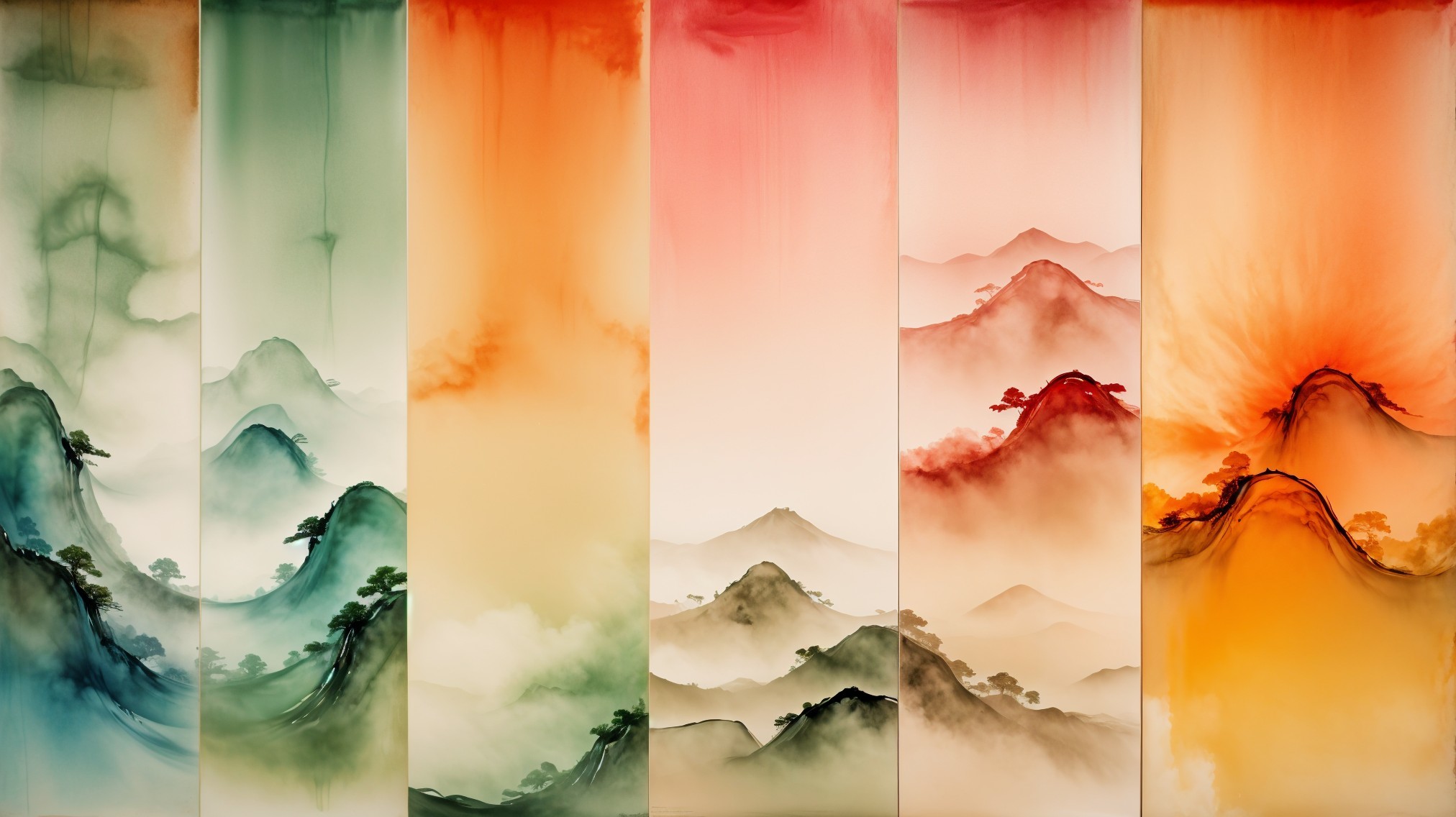 Abstract Landscape Artwork with Gradient Color Panels