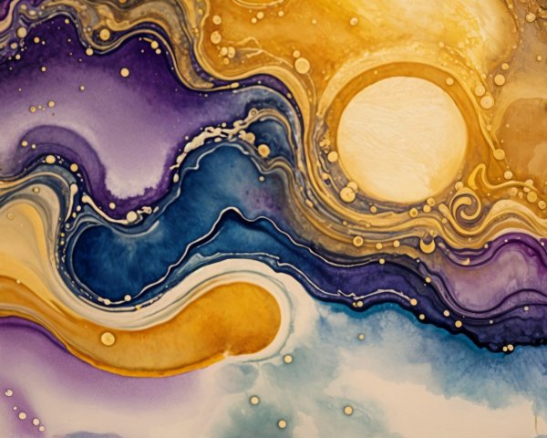 Abstract Composition of Swirling Colors and Shapes