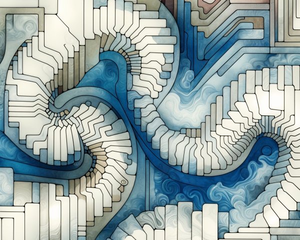 Abstract Design with Swirling Shapes and Geometric Patterns