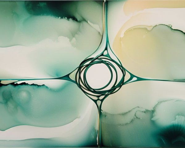 Abstract Design with Soft Shapes in Teal and Green