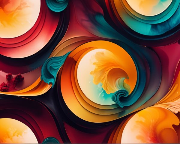 Abstract Composition of Swirling Vibrant Colors