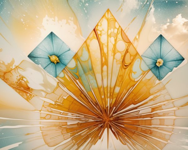 Vibrant Abstract Artwork with Dynamic Shapes and Colors