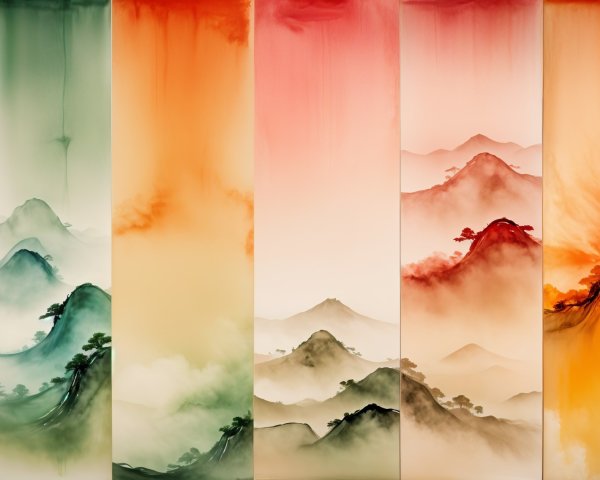 Abstract Landscape Artwork with Gradient Color Panels