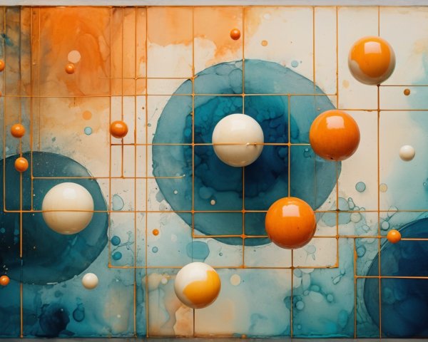 Abstract Artwork with Bold Colors and Circular Shapes