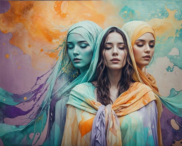 Ethereal Figures in Vibrant Translucent Fabrics