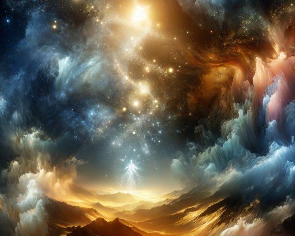 Vibrant Cosmic Scene with Stars and Celestial Formations