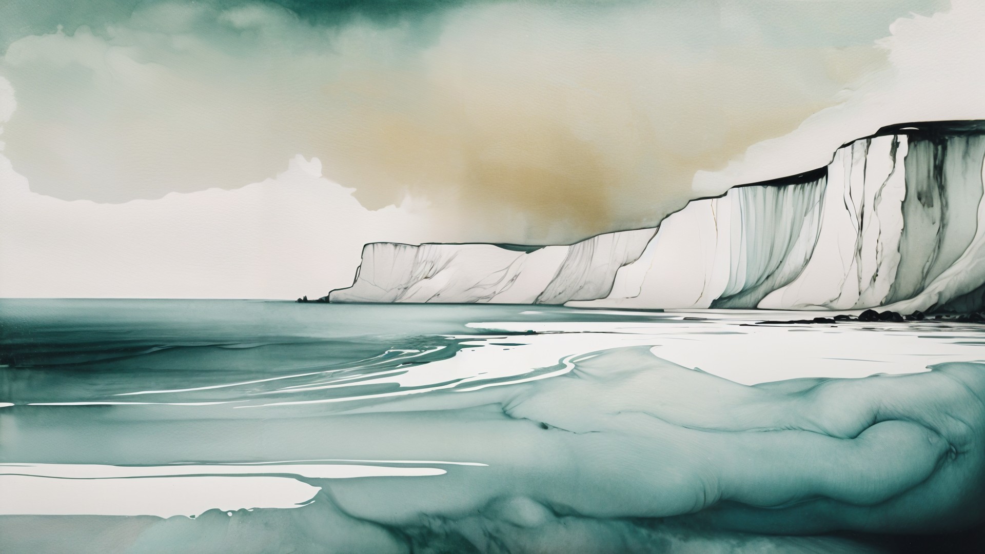 Serene Coastal Landscape with Dramatic White Cliffs