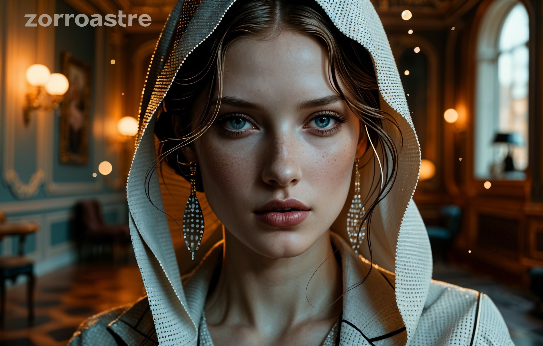 Portrait of a Young Woman in Elegant Interior Setting